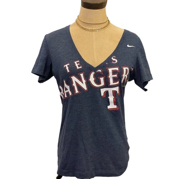 Nike Texas Rangers Baseball V Neck Tee T-shirt M - Picture 1 of 8